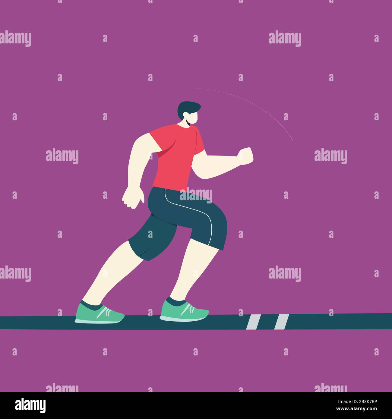 Man running. Man trying to run to the finish line, sport concept Stock Vector