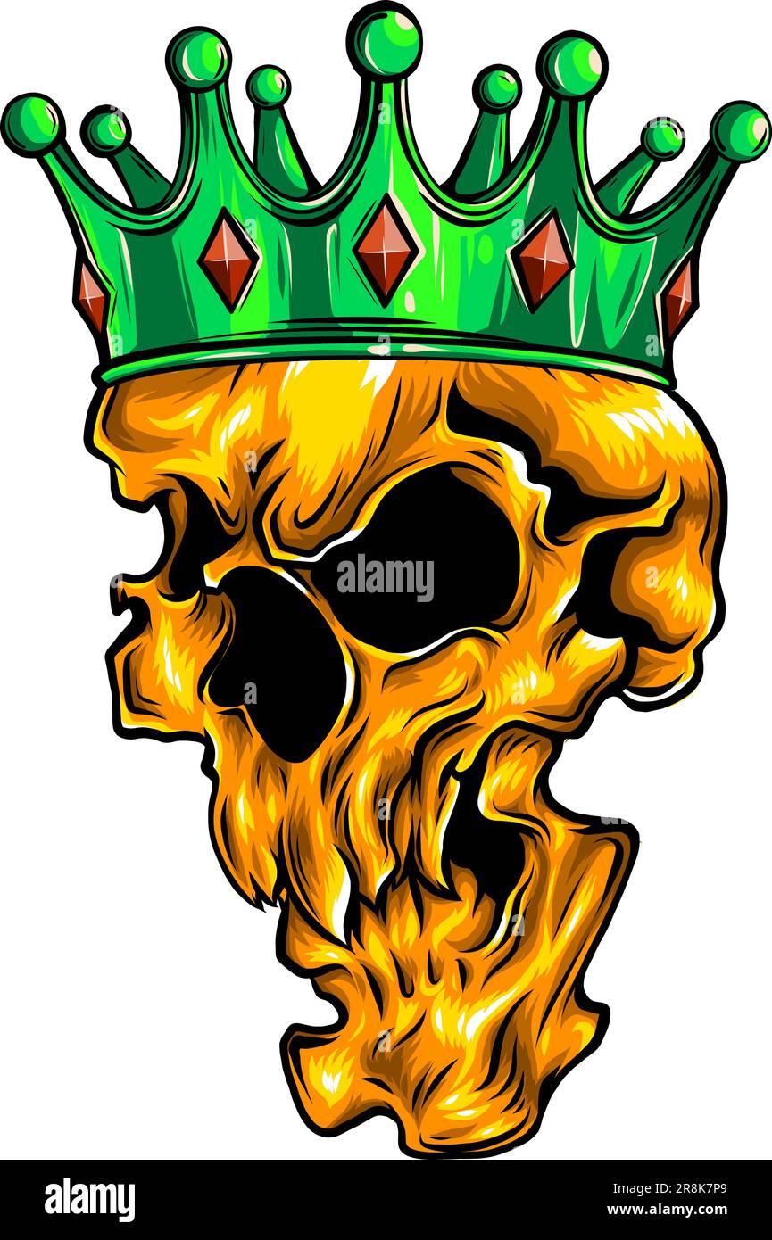 vector illustration of skull with crown on white background. digital ...