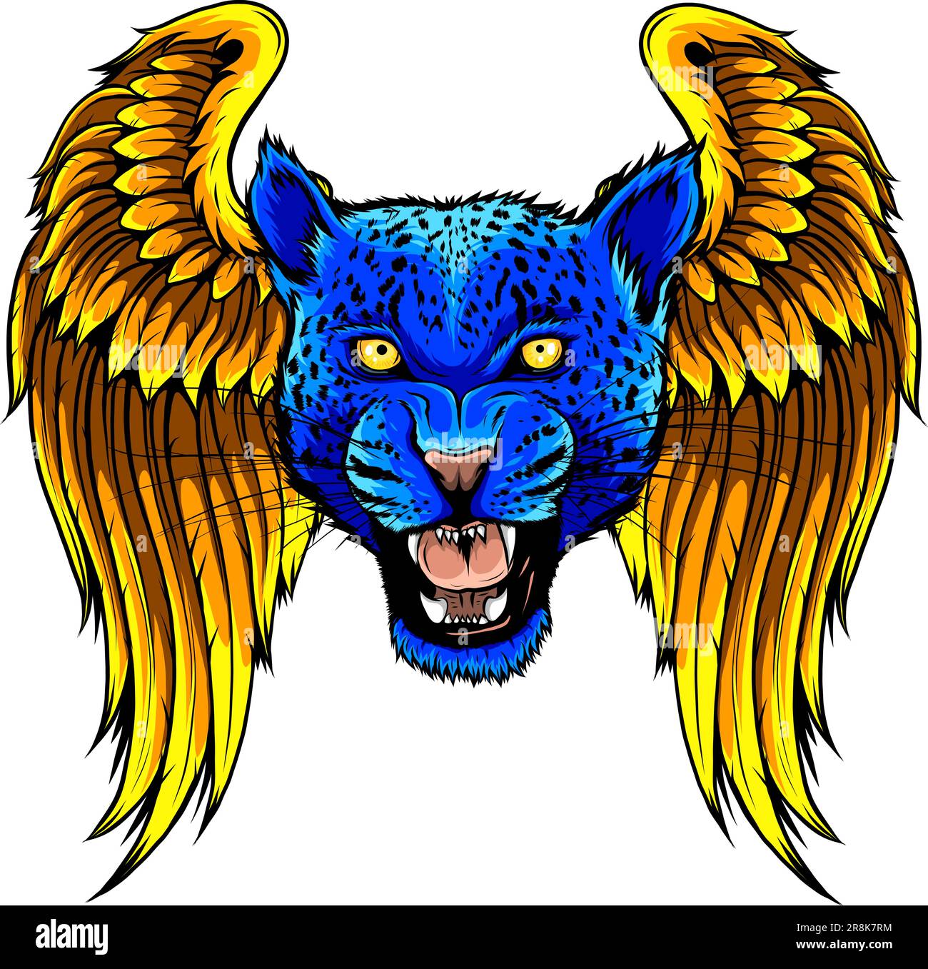 leopard head with wings vector design on white background Stock Vector