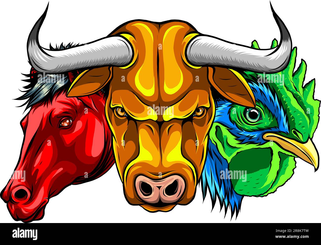 Set of popular colorful vector farm animals Stock Vector Image & Art ...