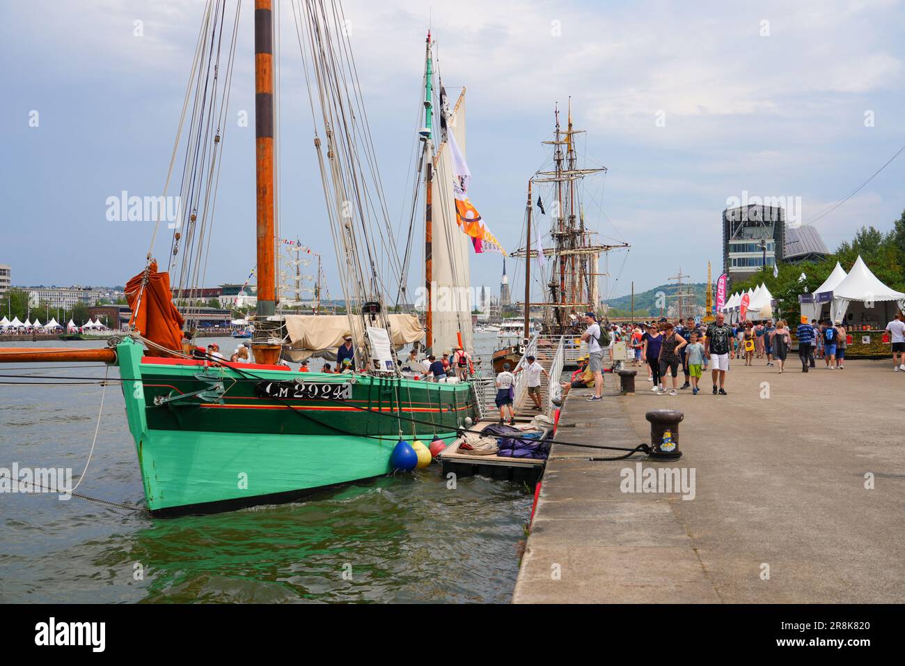 Rouen, France - June 17, 2023: Bow of the French dundee tuna boat 'La Nébuleuse' ('The Nebula') moored on the quays of the Seine in Rouen in Normandy Stock Photo