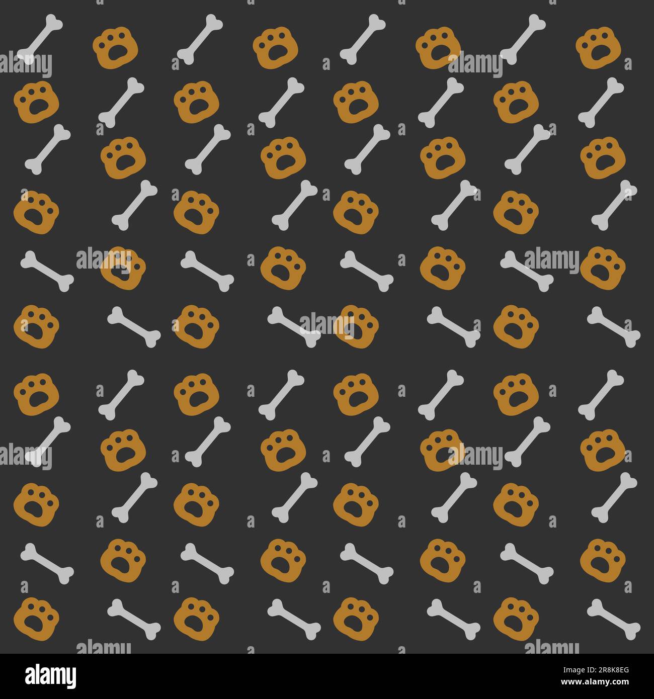 Background with dog paw print and bone Stock Vector