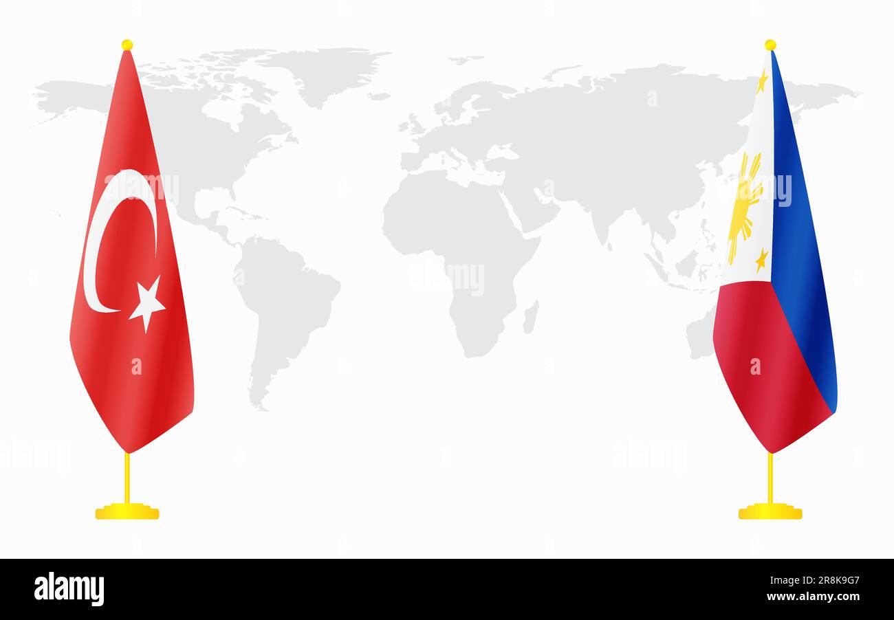 Turkey and Philippines flags for official meeting against background of ...