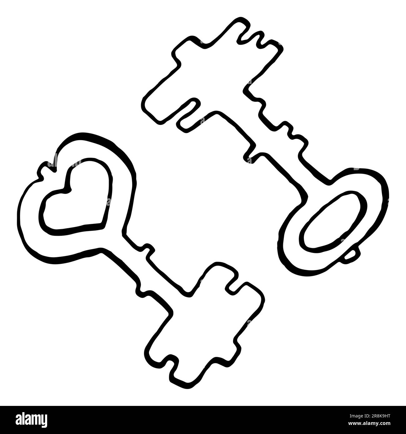 Abstract monochrome key doodle ink line art set vector Stock Vector ...