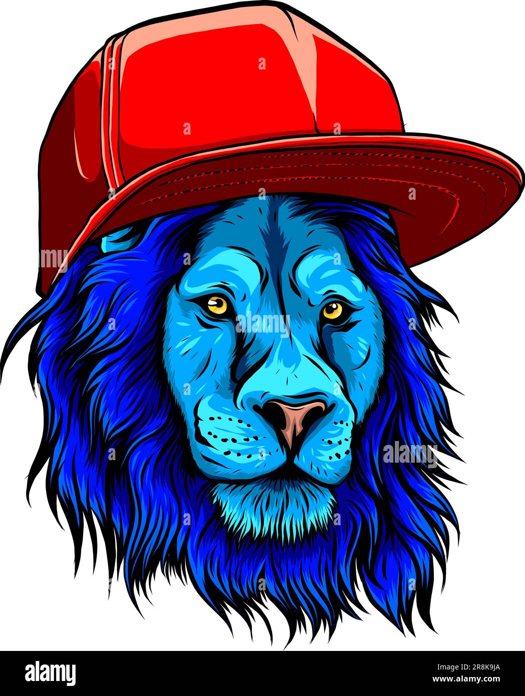 lion head with hat vector illustration design on white background ...