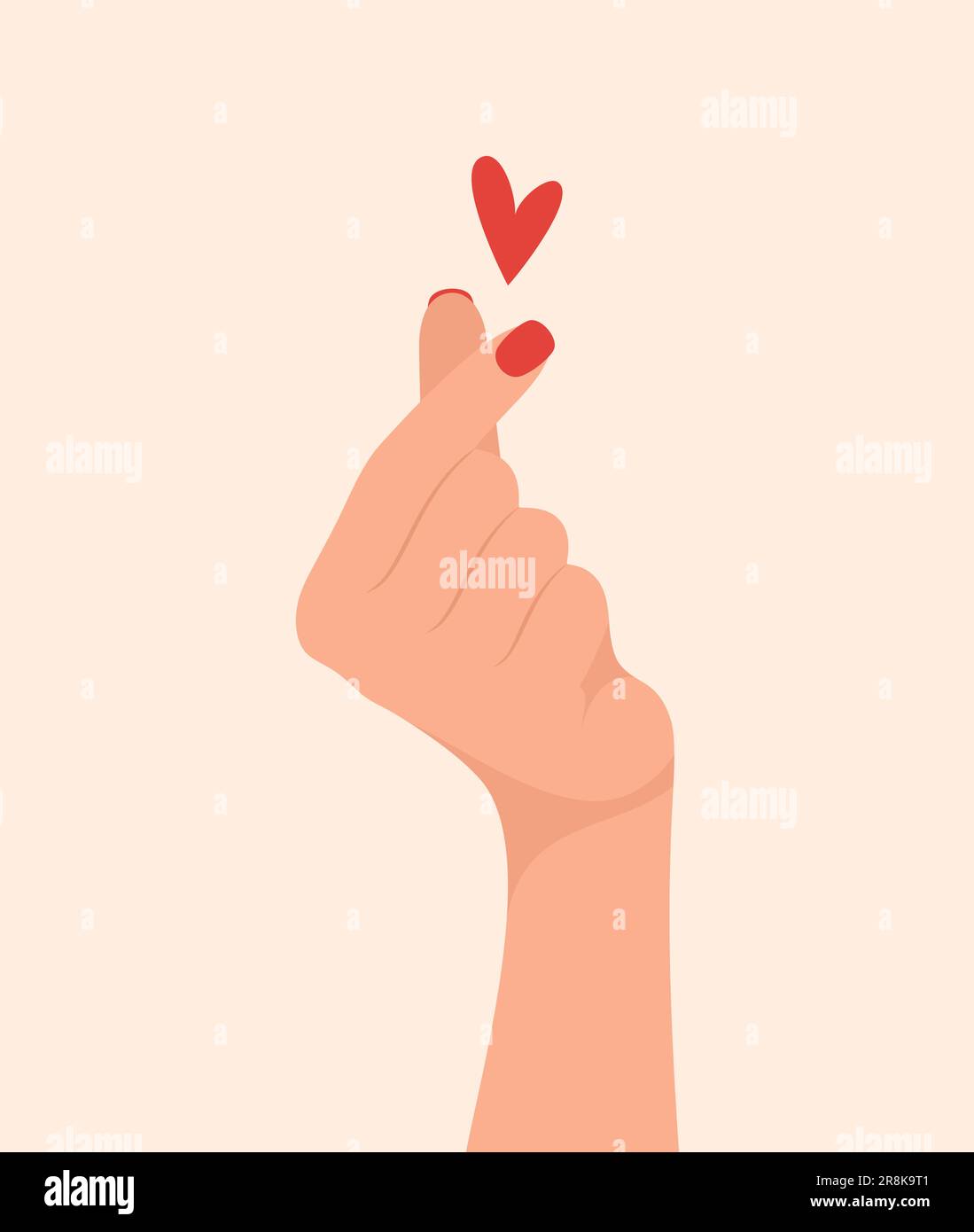 Female hand showing heart or love sign with fingers. Vector illustration in flat style Stock