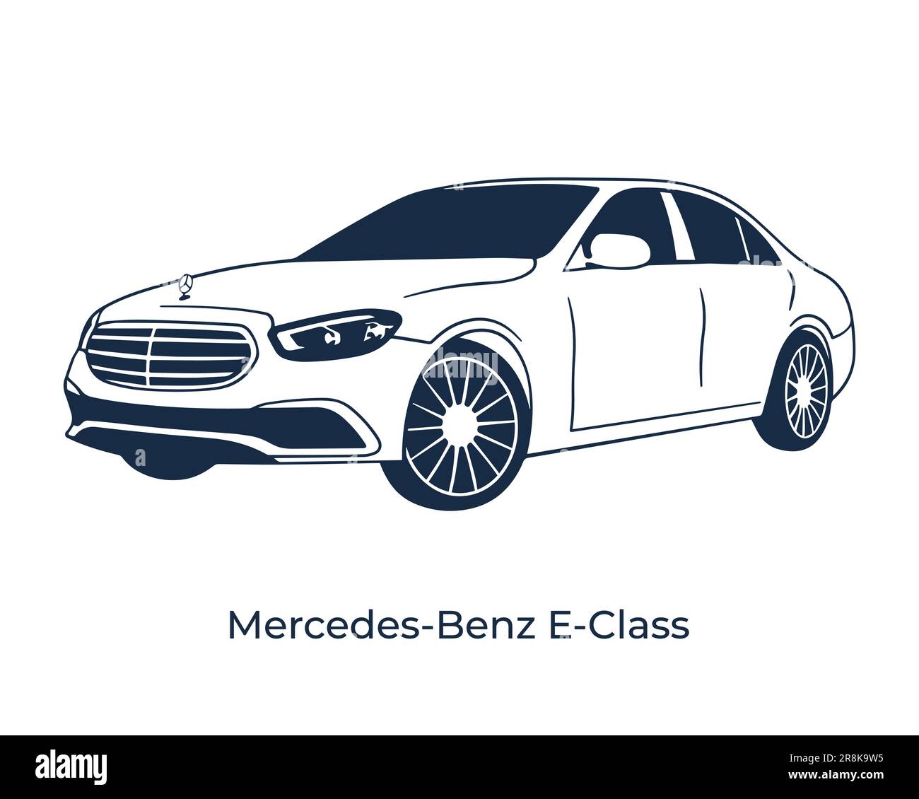 Vector silhouettes of Mercedes brand cars, sale and repair Stock Vector