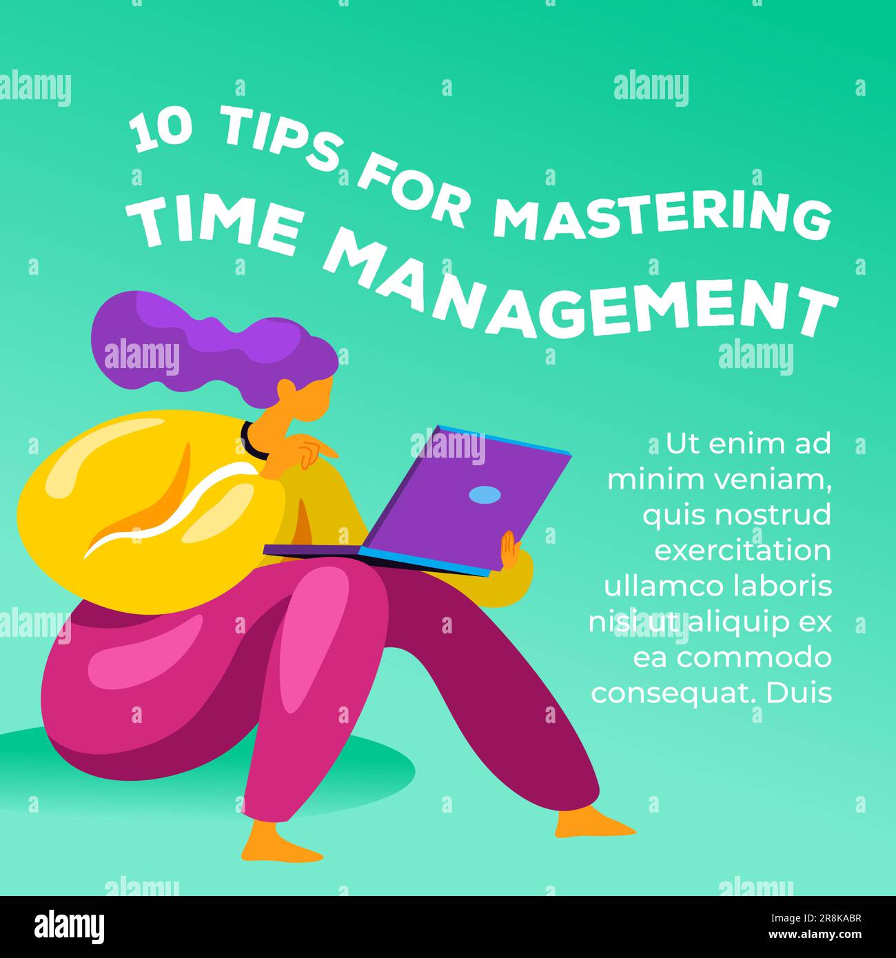 Tips for mastering time management, banner vector Stock Vector Image