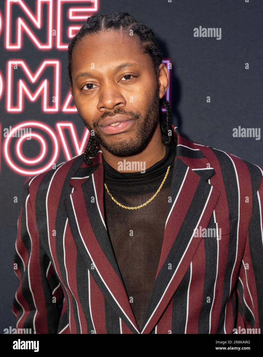 Jeremy O. Harris attends One Woman Show opening night at Greenwich House Theater in New York on June 20, 2023 Stock Photo