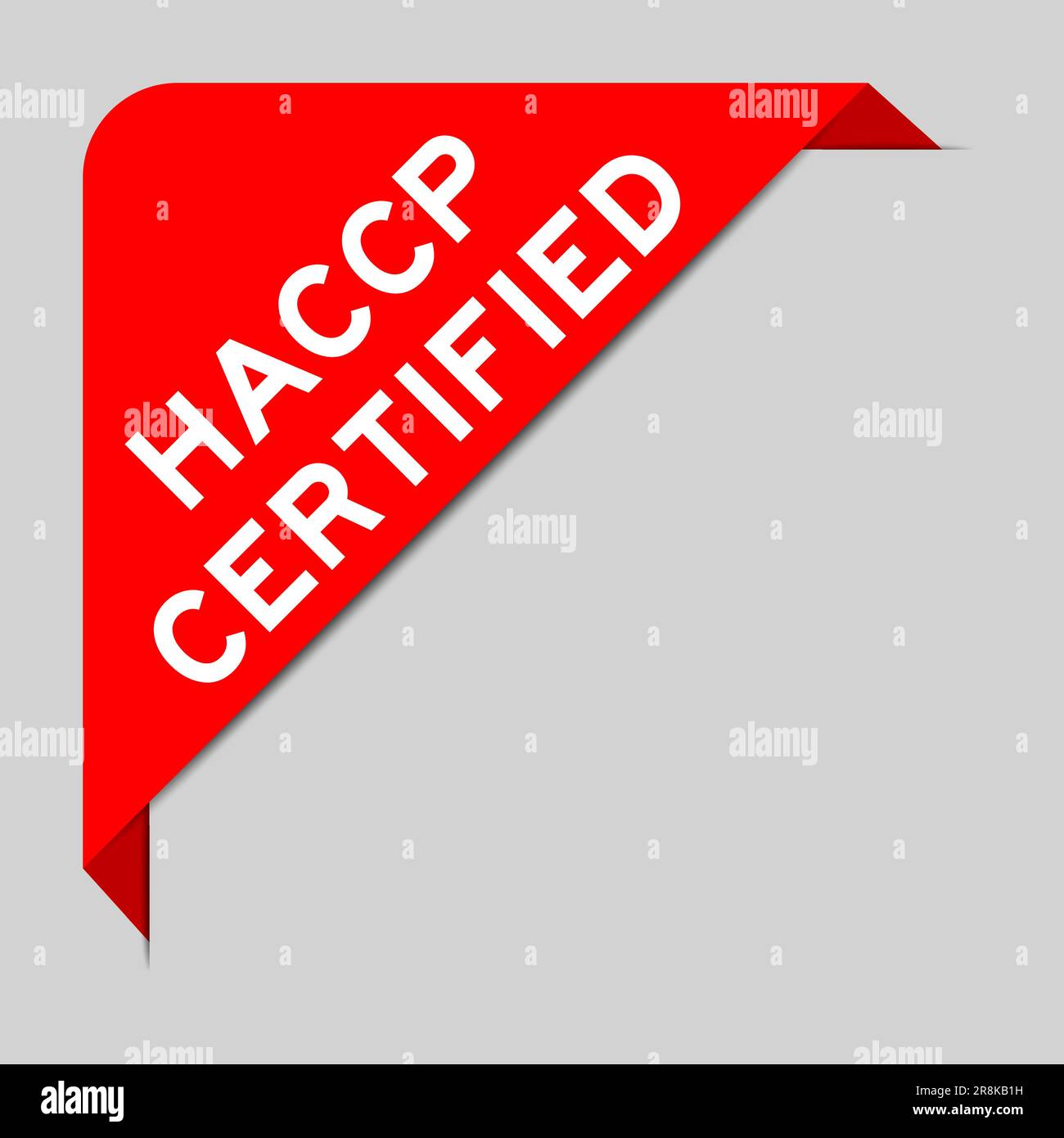 Red color of corner label banner with word HACCP (Hazard Analysis