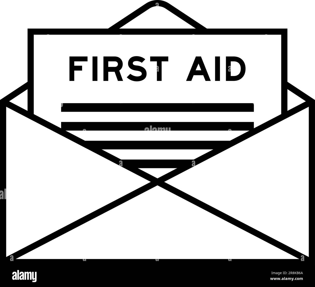 Envelope and letter sign with word first aid as the headline Stock Vector