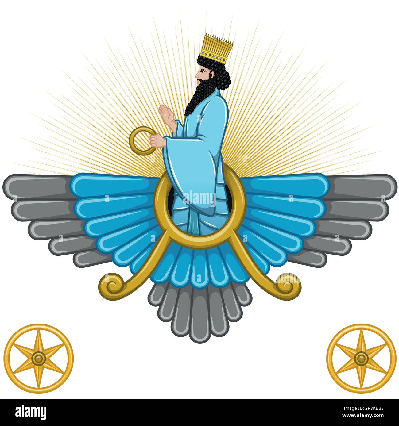 Vector design of Faravahar symbol, Symbol side of Zoroastrianism where ...