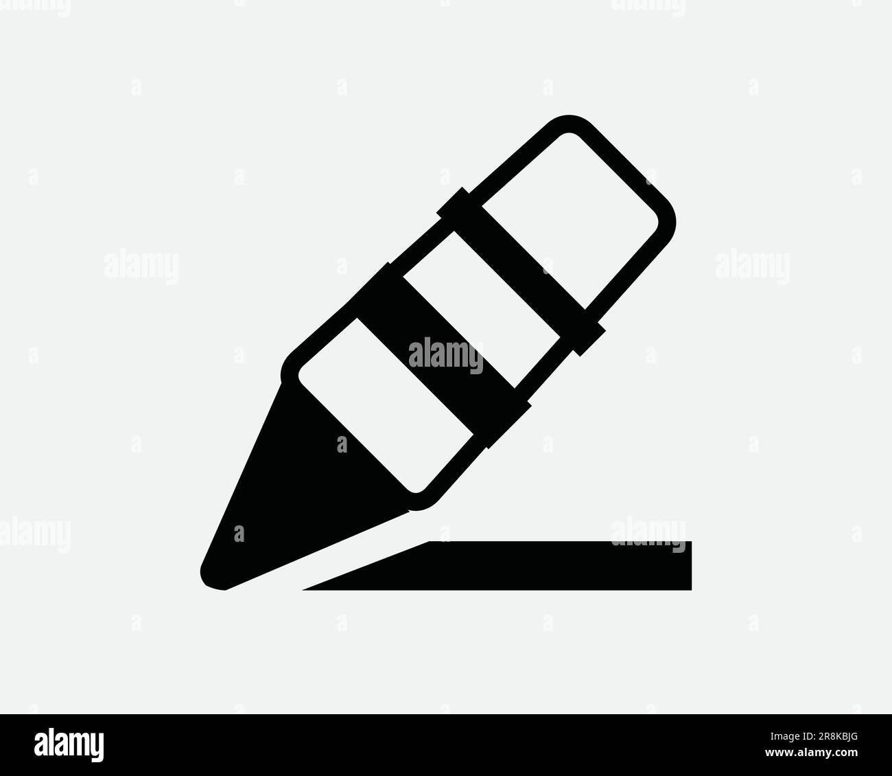 Crayon Icon. Highlighter Pen Pencil Write Writing Stationery School Draw Drawing Office. Black White Sign Symbol Artwork Graphic Clipart EPS Vector Stock Vector