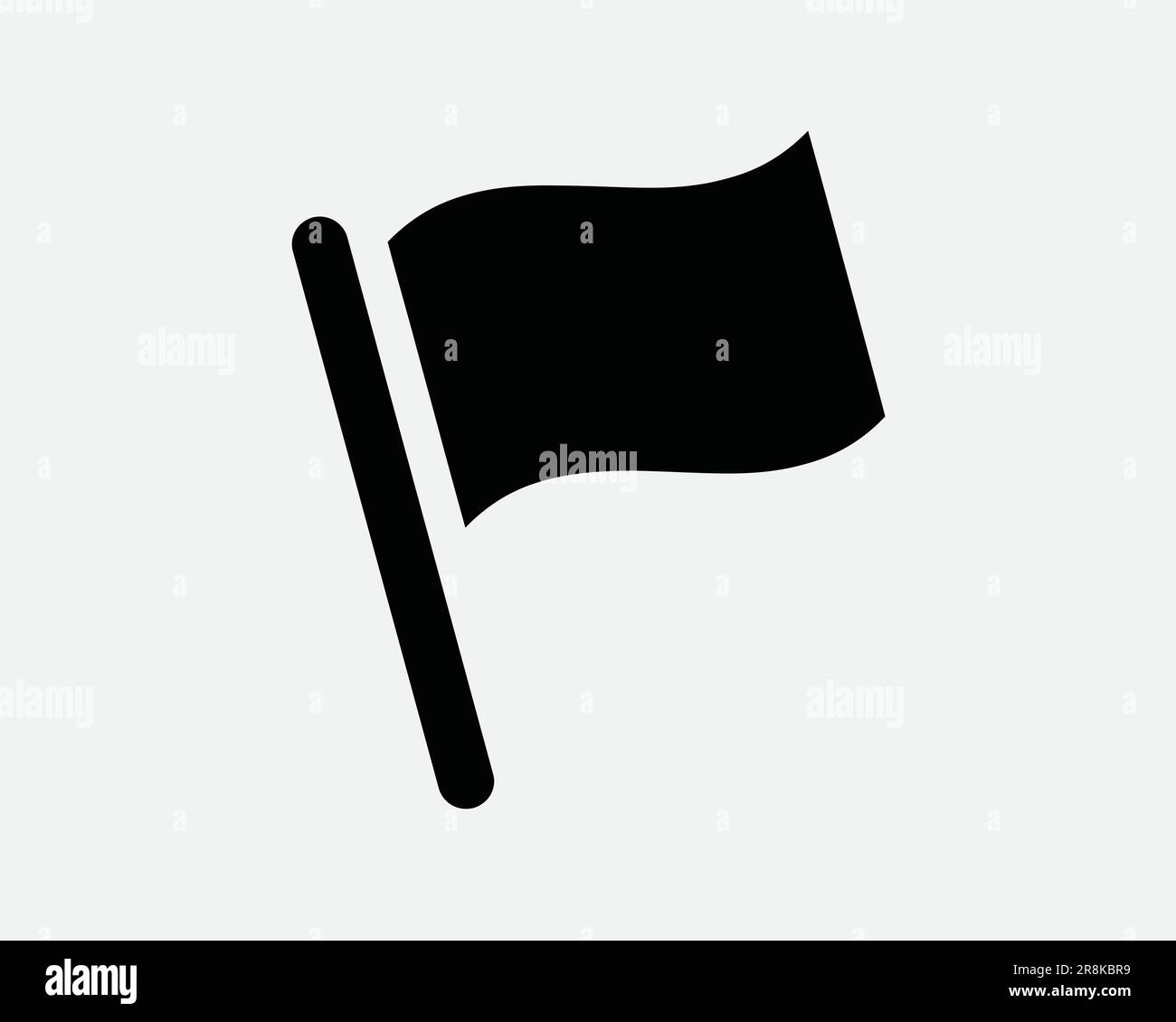 Flag Icon. Mark Position Wave Waving Banner Emblem Marker Pole Success. Black White Shape Sign Symbol Illustration Artwork Graphic Clipart EPS Vector Stock Vector