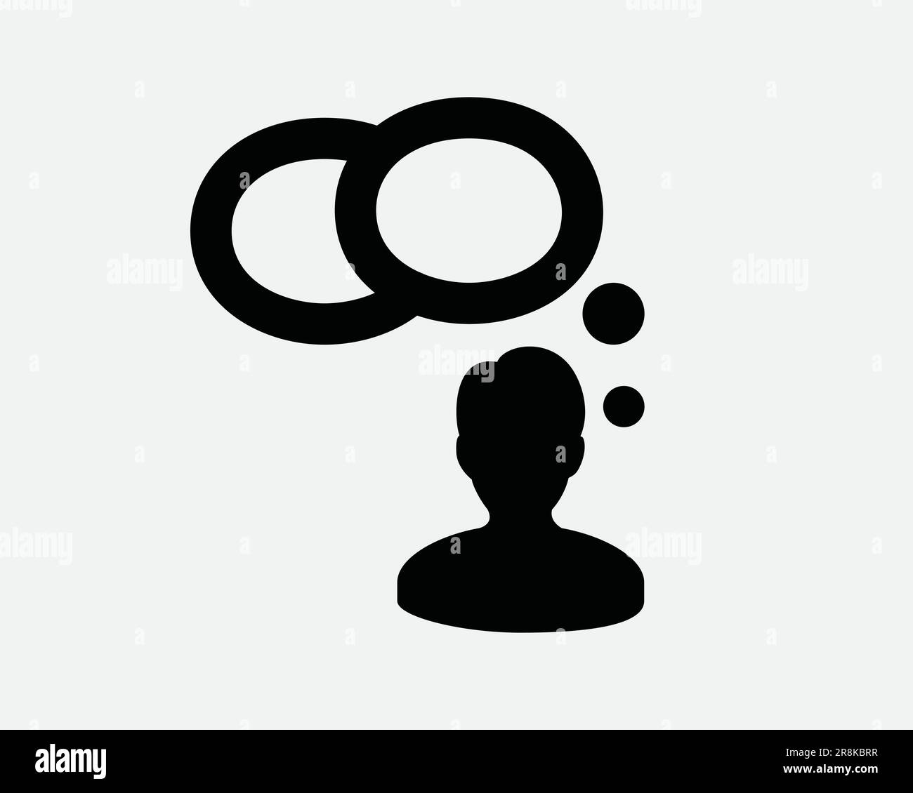 Man Thinking Icon. Thought Bubble Day Dreaming Think Process Brainstorm Mind. Black White Sign Symbol Illustration Artwork Graphic Clipart EPS Vector Stock Vector