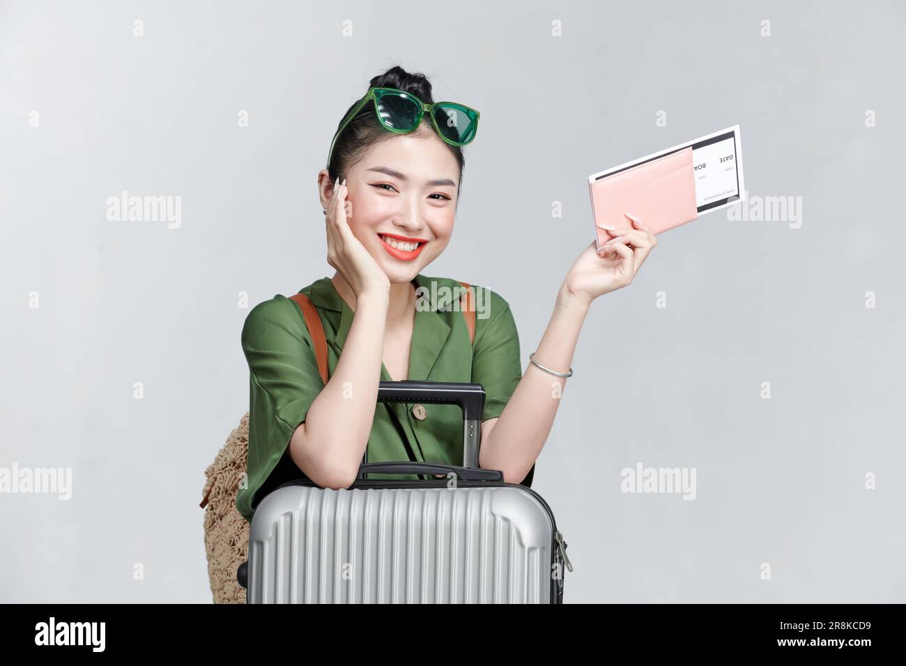 Asian woman passport plane hi-res stock photography and images - Alamy
