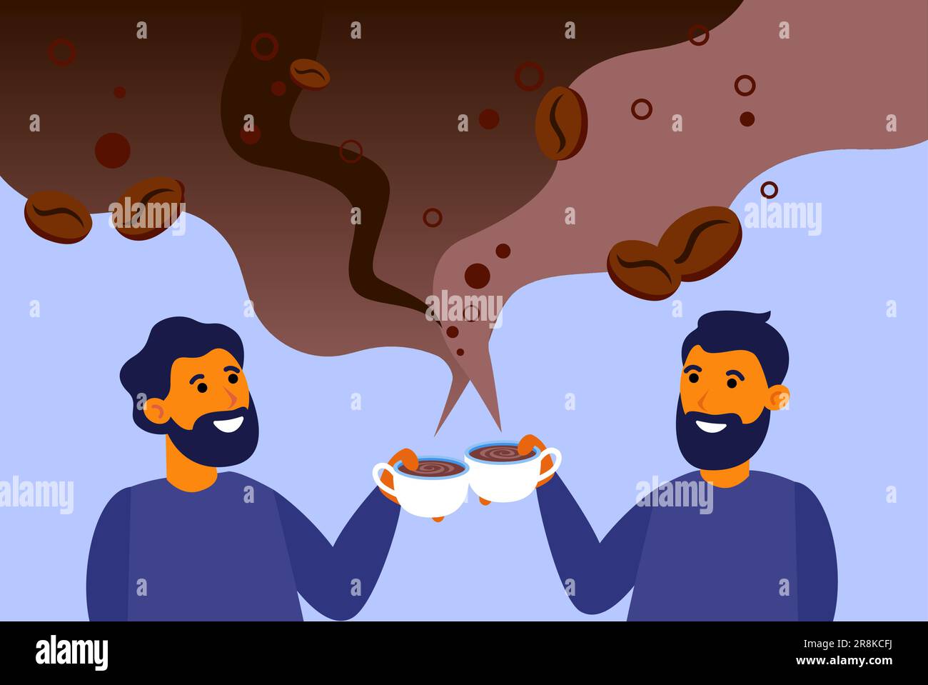 Cheerful men drinking aromatic black coffee Stock Vector