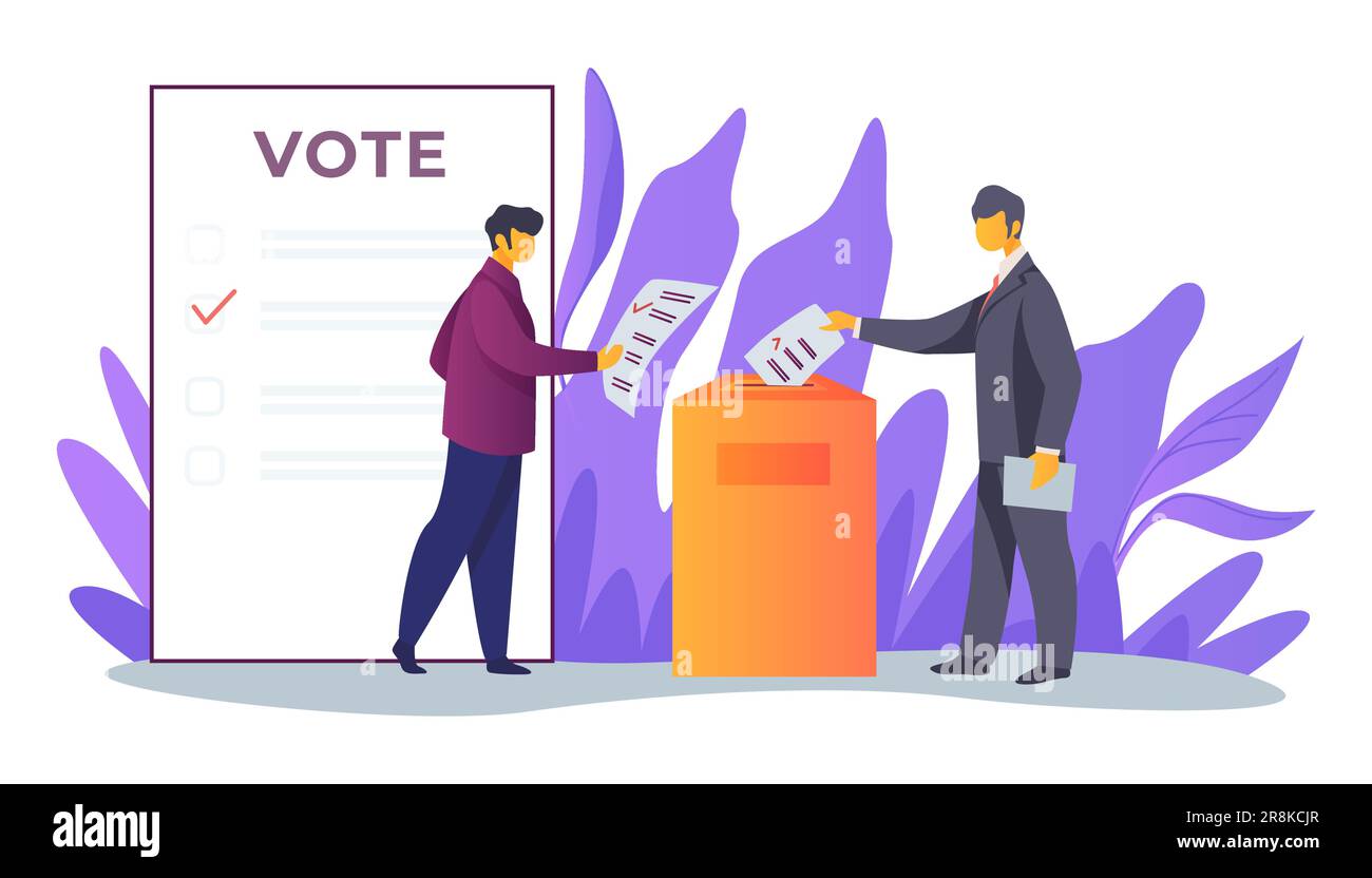 Voters inserting forms into ballot boxes Stock Vector