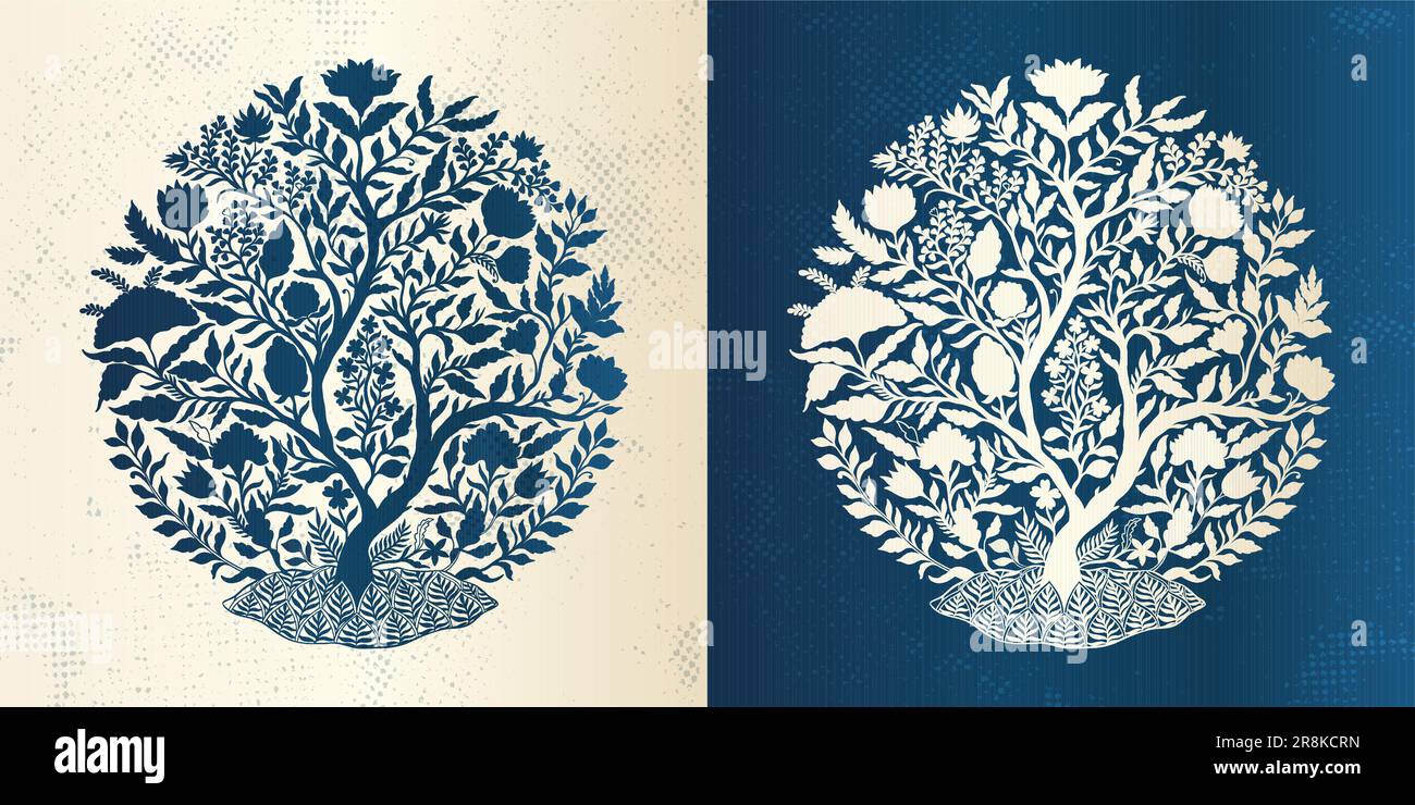 Mughal Pattern Tree Mughal decorative ornamental tree. Vintage intricate traditional mughal ...