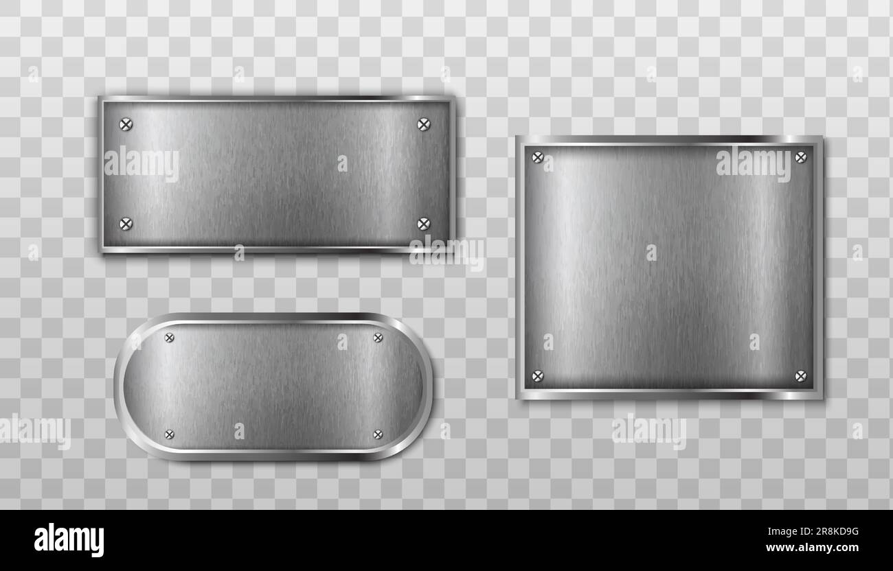 realistic vector metal plate. Isolated on transparent background Stock