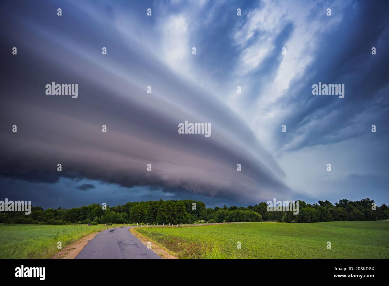 Angry supercell storm influenced by Climate change. Dangerous storm