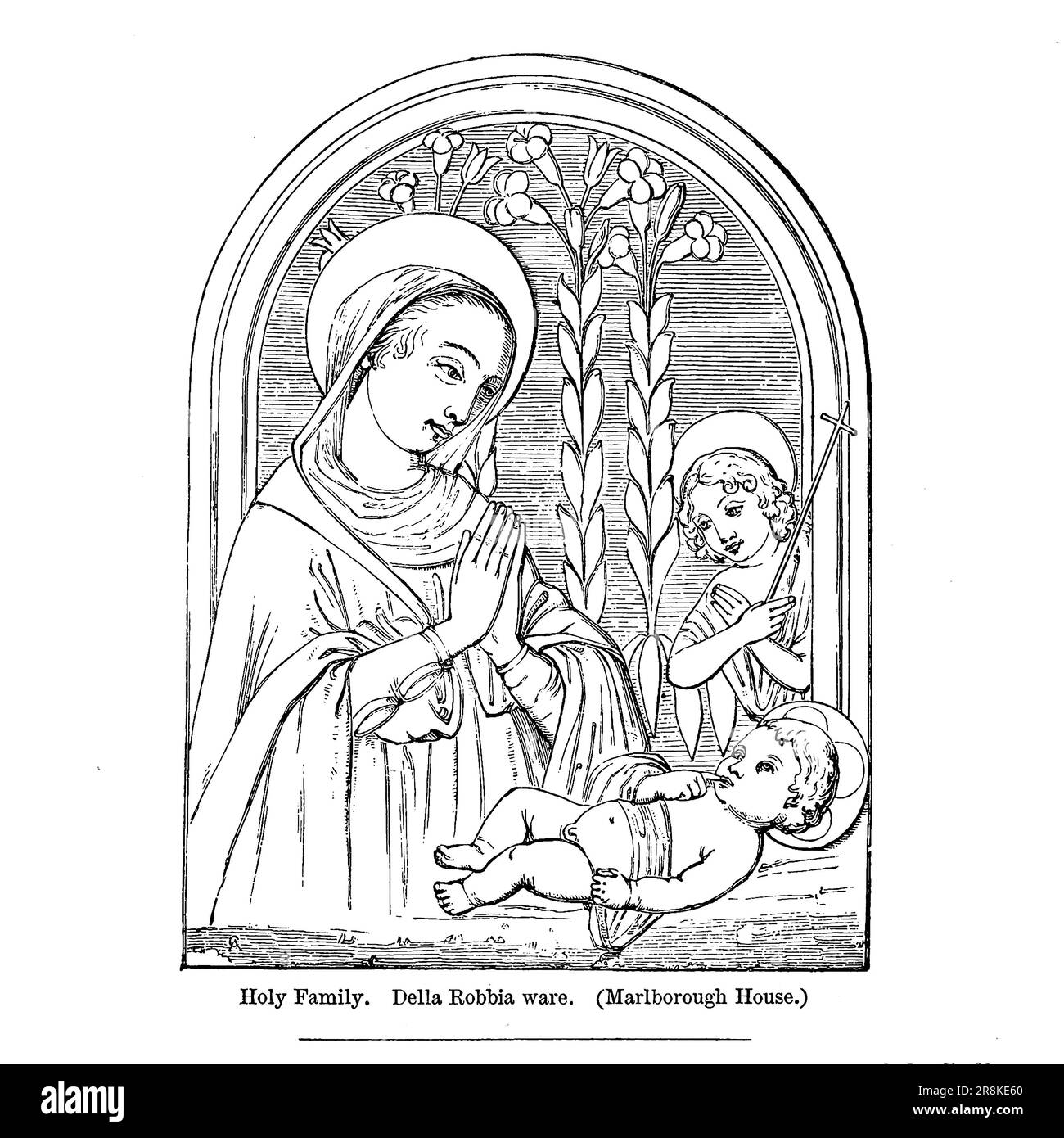 Holy Family. Andrea della Robbia ware, Marlborough House. from the book ' A history of pottery and porcelain, mediaeval and modern ' by Joseph Marryat, Published in London by John Murray, Albemarle Street in 1857 Stock Photo