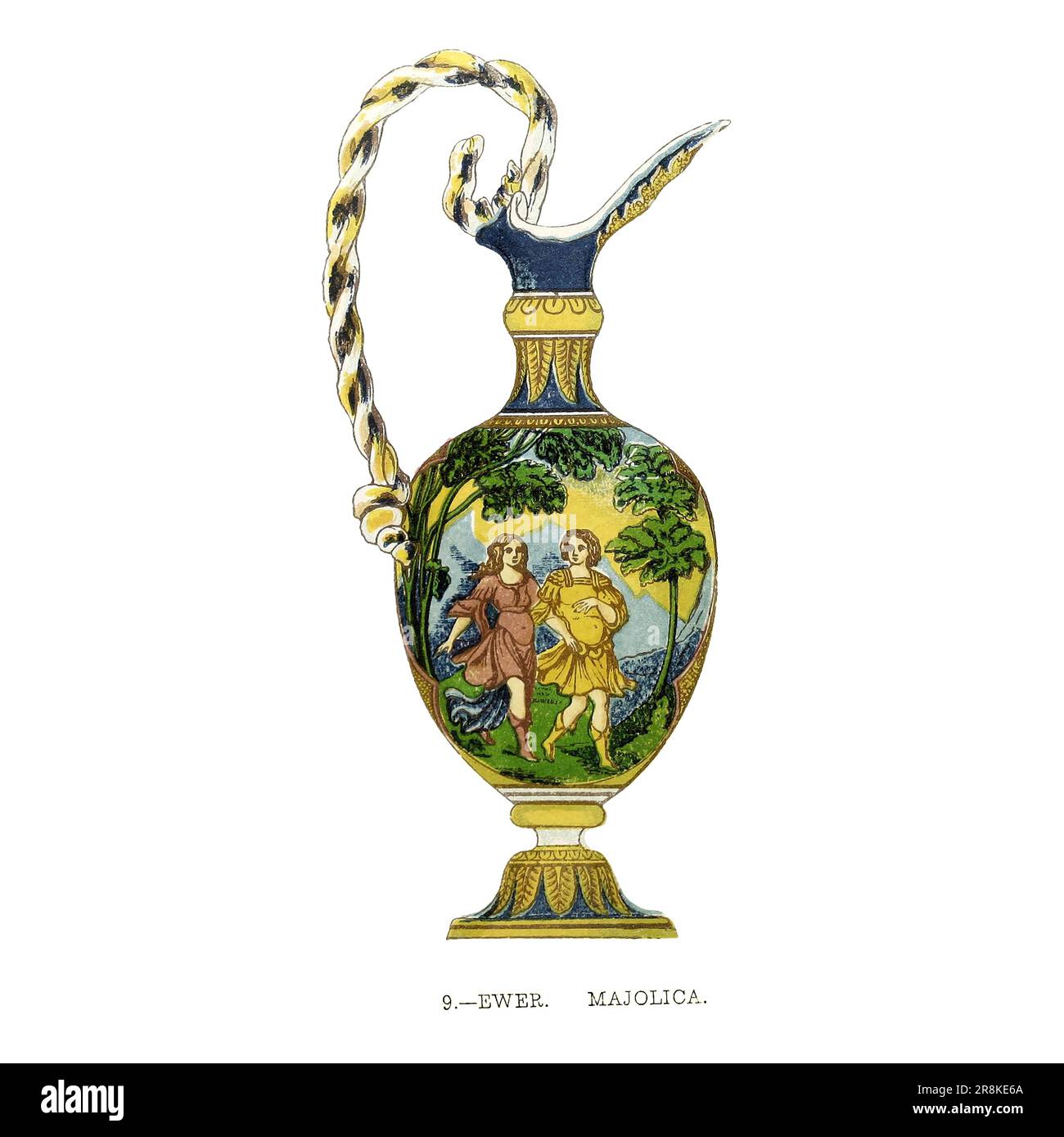 EWER MAJOLICA from the book ' A history of pottery and porcelain, mediaeval and modern ' by Joseph Marryat, Published in London by John Murray, Albemarle Street in 1857 Stock Photo