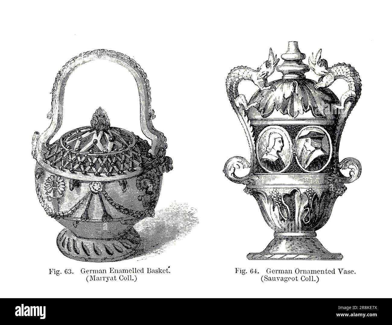 German Enamelled Basket (Left) German Ornamented Vase (Right) from the