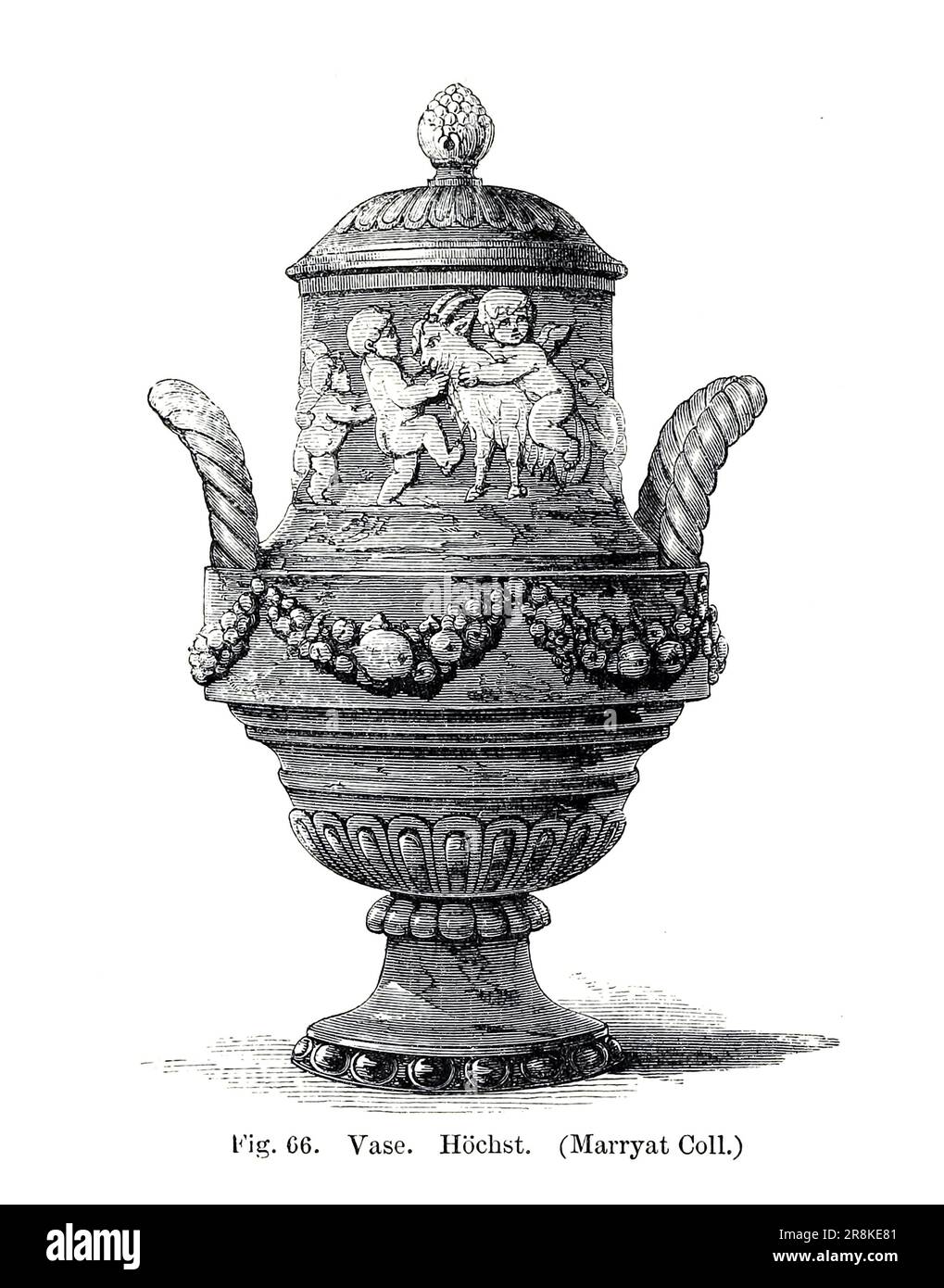 Vase Hochst from the book ' A history of pottery and porcelain, mediaeval and modern ' by Joseph Marryat, Published in London by John Murray, Albemarle Street in 1857 Stock Photo