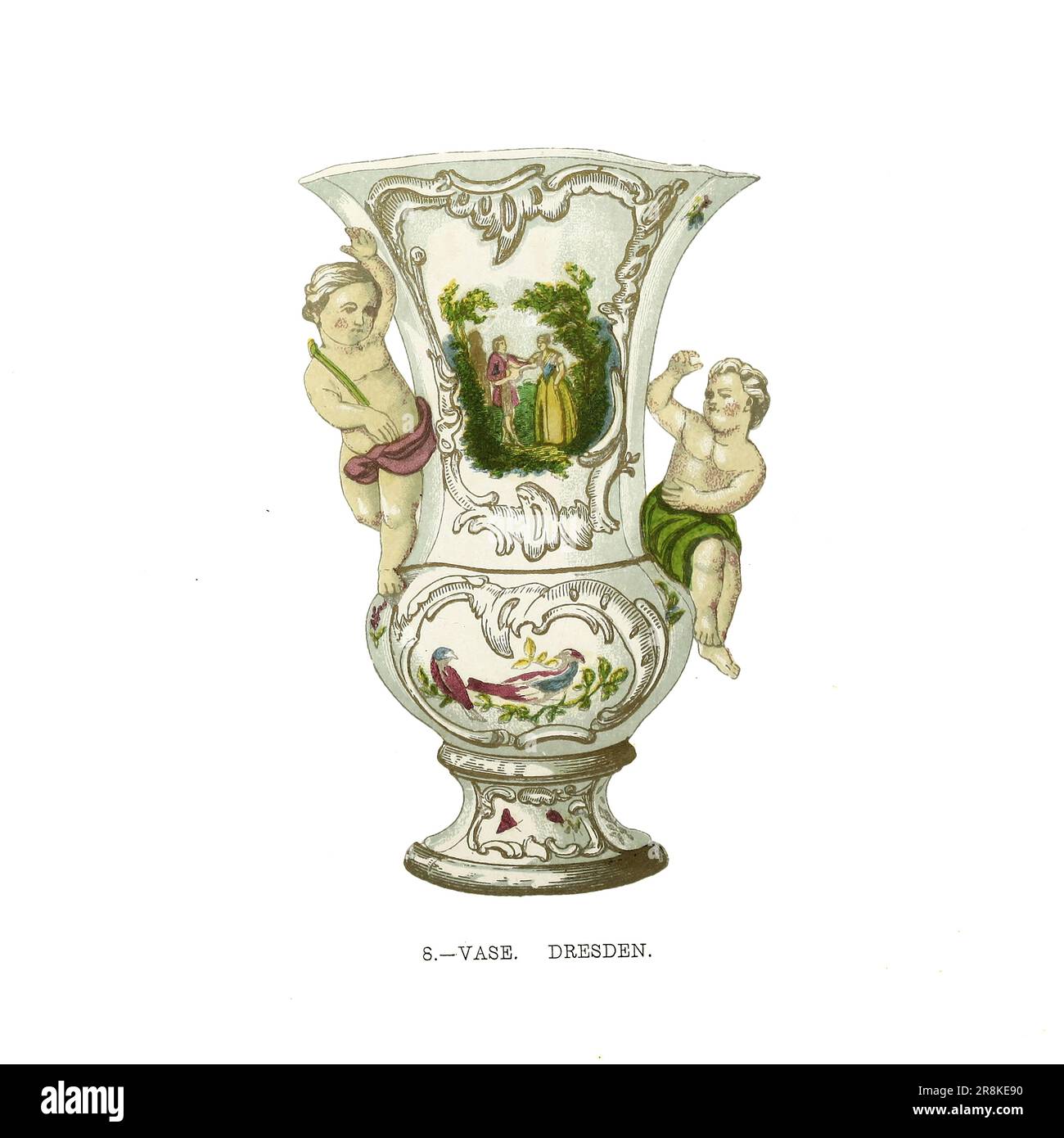 Vase Dresden from the book ' A history of pottery and porcelain, mediaeval and modern ' by Joseph Marryat, Published in London by John Murray, Albemarle Street in 1857 Stock Photo