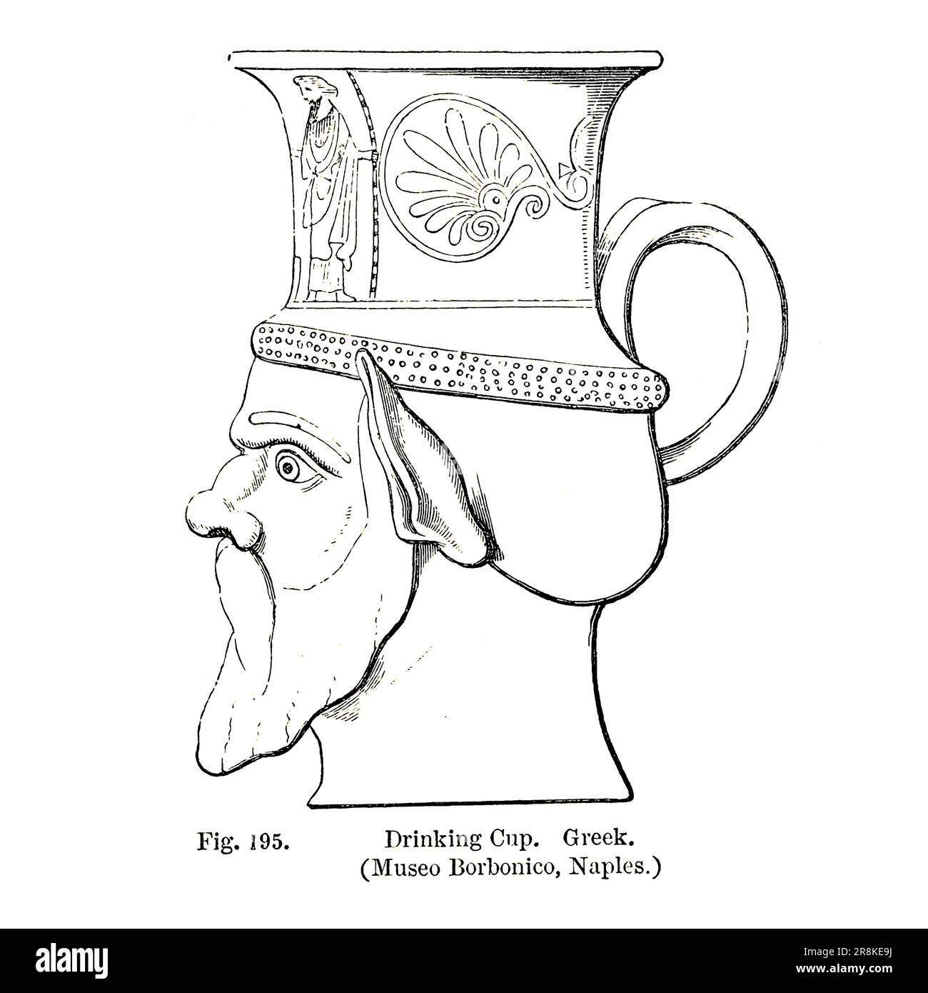 Drinking Cup, Greek Head, Greece from the book ' A history of pottery and porcelain, mediaeval and modern ' by Joseph Marryat, Published in London by John Murray, Albemarle Street in 1857 Stock Photo