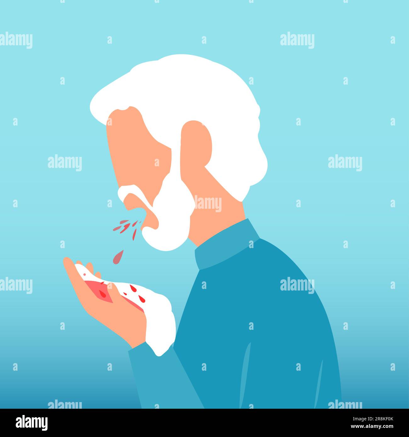 Vector of an elderly man coughing up blood Stock Vector