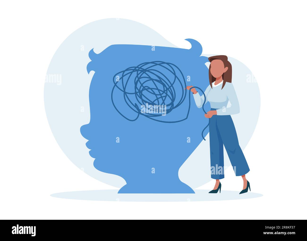 Vector of a child psychologist solving mental confusion problem Stock Vector