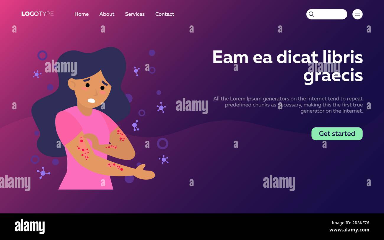 Woman with strong allergy symptoms flat vector illustration Stock