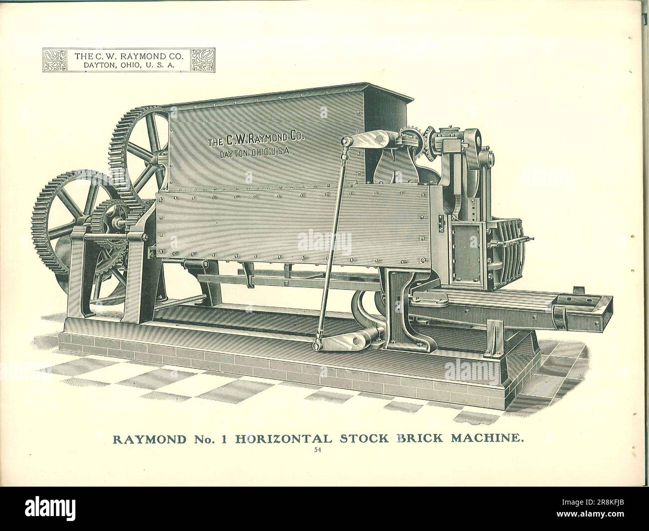 RAYMOND No. 1 HORIZONTAL STOCK BRICK MACHINE from the catalog ' Clay-working machinery and brick-making appliances ' by C. W. Raymond Company Publication date 1900 Stock Photo