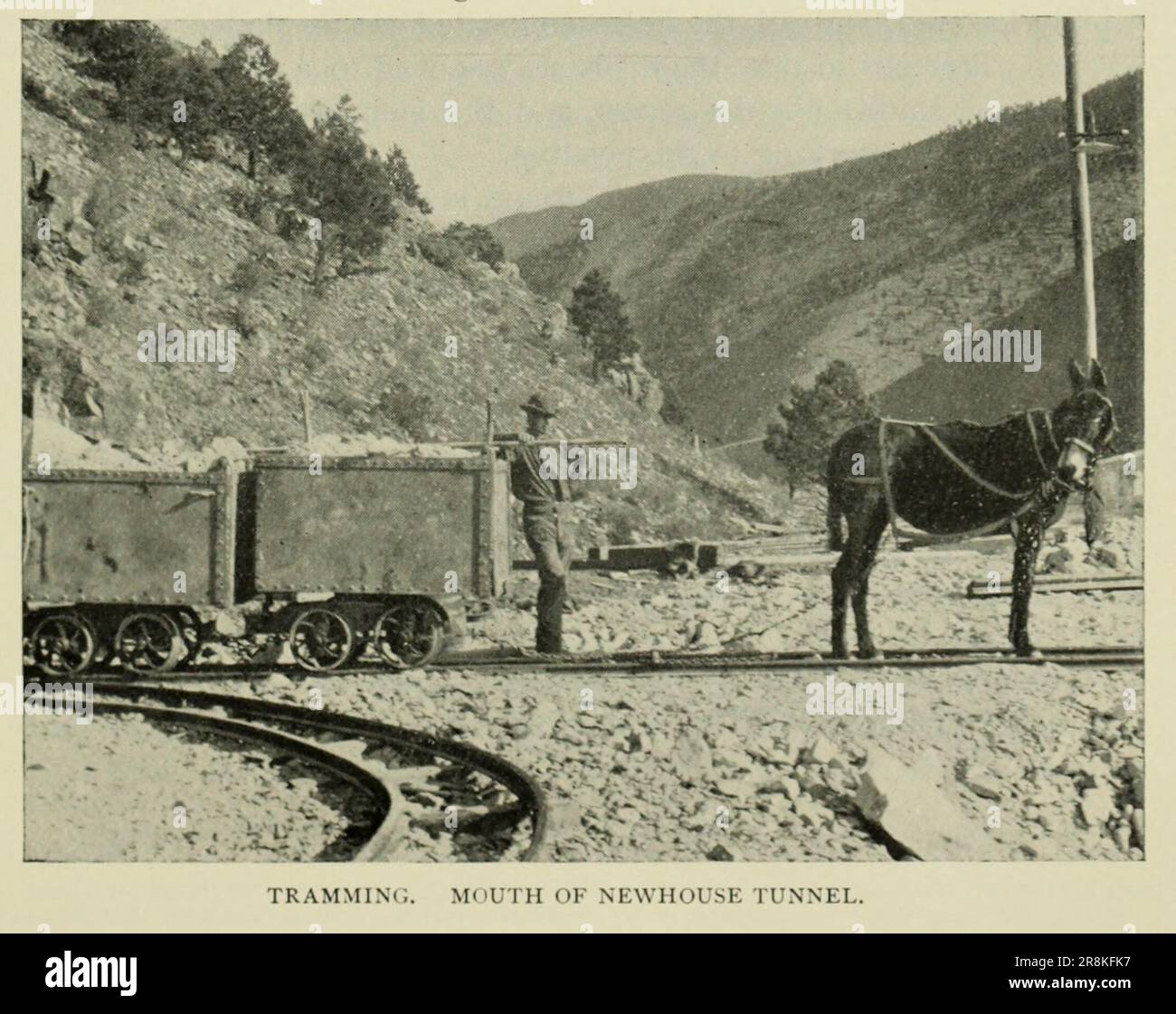 Tramming from the Article The Newhouse Tunnel [Argo Tunnel ] at Idaho Springs, Colorado USA by Arthur Lakes from The Engineering Magazine DEVOTED TO INDUSTRIAL PROGRESS Volume X October 1896 NEW YORK The Engineering Magazine Co Stock Photo