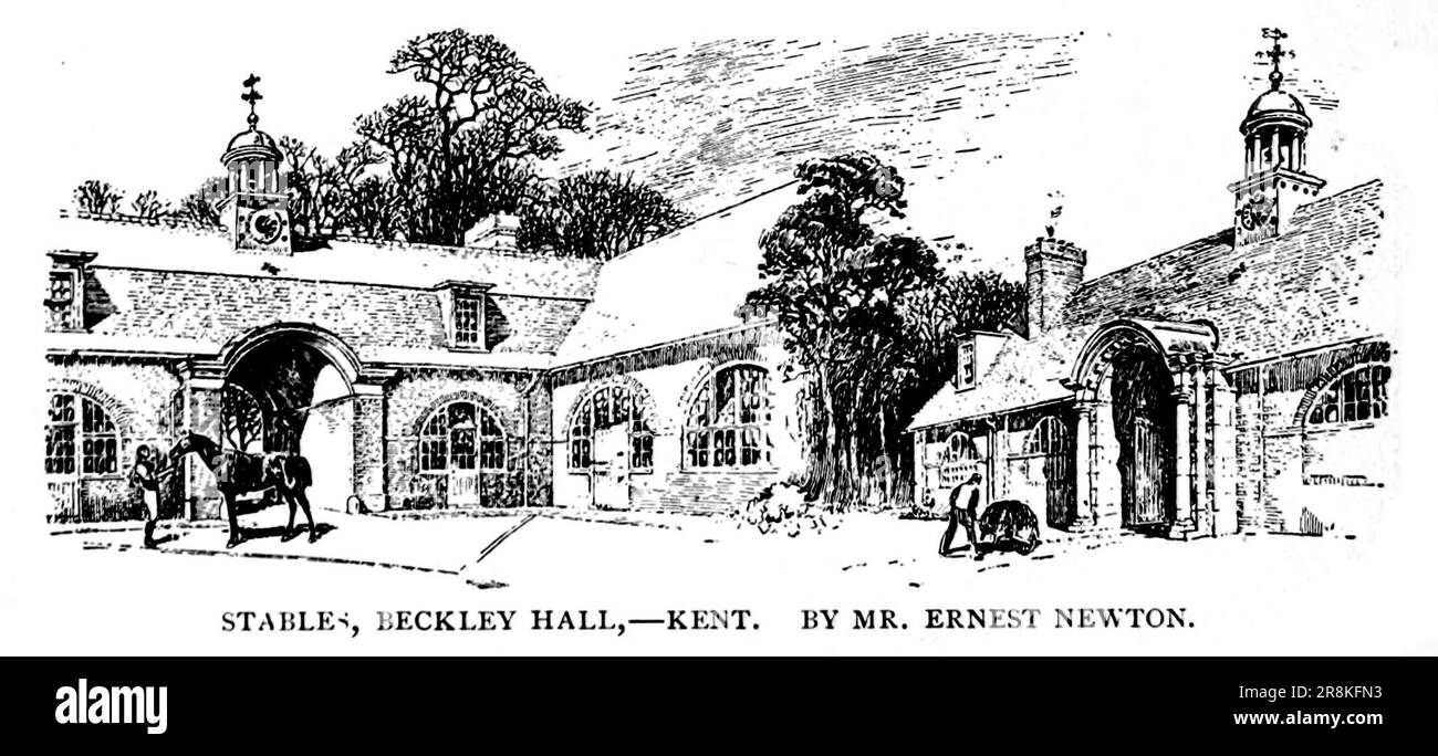 Stables, Beckley Hall, Kent by Mr. Ernest Newton from the Article CONTEMPORARY ENGLISH ARCHITECTS AND THEIR WORK. By H. Heathcote Statham from The Engineering Magazine DEVOTED TO INDUSTRIAL PROGRESS Volume X October 1896 NEW YORK The Engineering Magazine Co Stock Photo