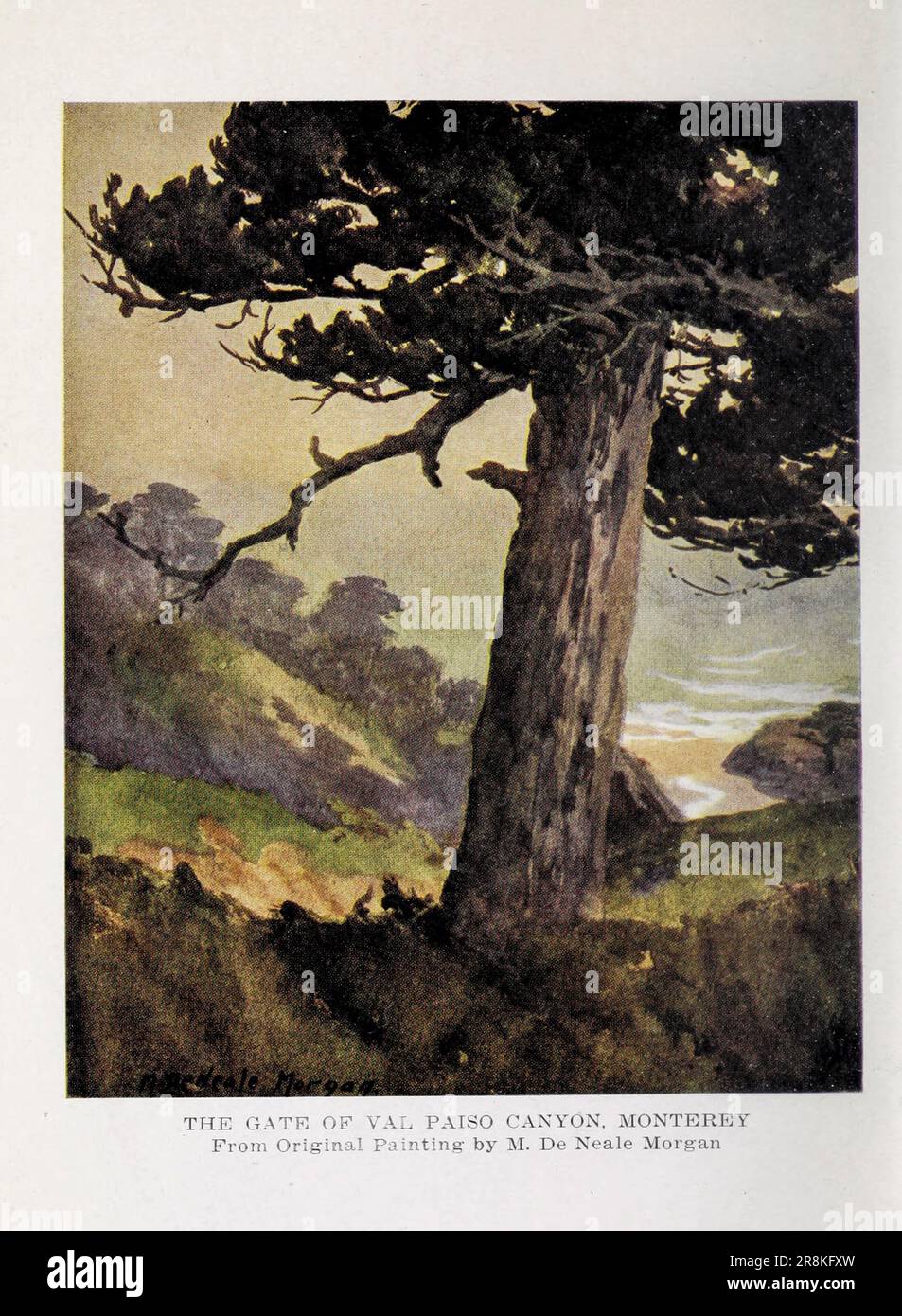 THE GATE OF VAL PAISO CANYON, MONTEREY from the book ' On sunset highways : a book of motor rambles in California ' by Thomas Dowler Murphy, 1866-1928 Publisher Boston : The Page company in 1915 Stock Photo