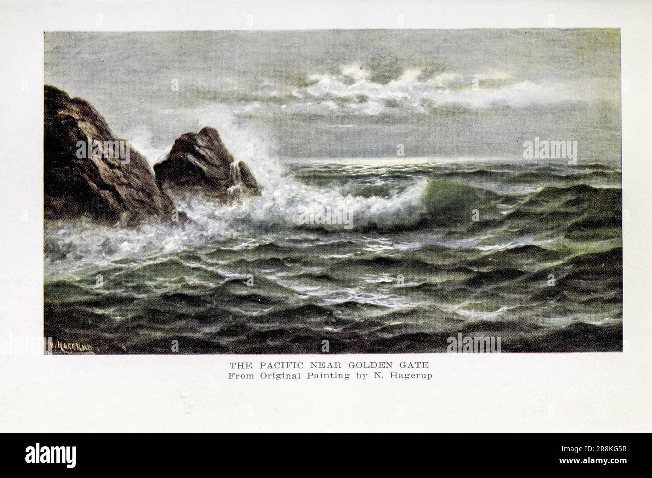THE PACIFIC NEAR GOLDEN GATE By N. Hagerup from the book ' On sunset highways : a book of motor rambles in California ' by Thomas Dowler Murphy, 1866-1928 Publisher Boston : The Page company in 1915 Stock Photo