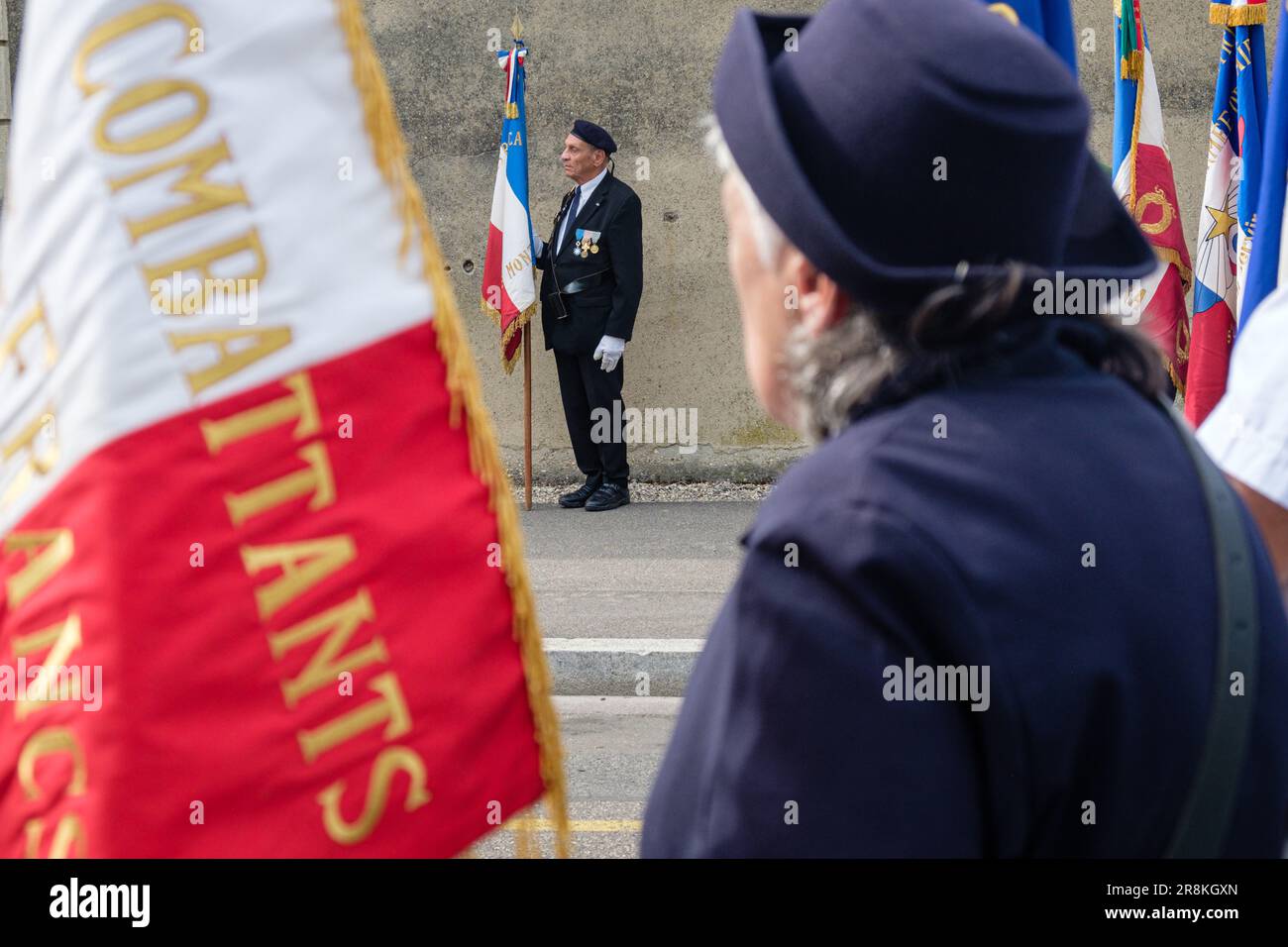 France, Lyon, 2023-06-21. Commemorative ceremony for the 80th anniversary of Jean Moulin's arrest in Caluire (Rhône). Stock Photo