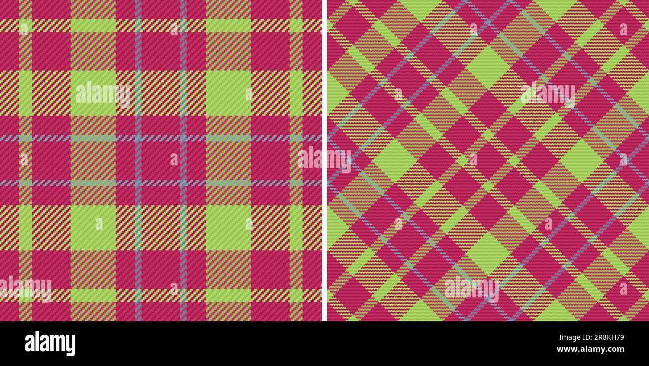 Seamless texture textile of background check tartan with a pattern plaid fabric vector in set. Stock Vector