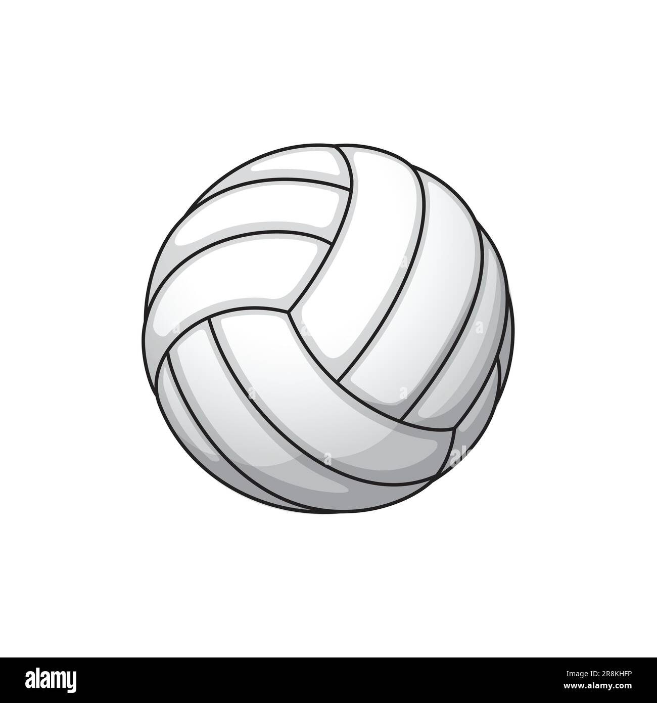 Simple Classic White Volleyball Ball Outline Drawing Symbol Logo Vector Isolated On White Background 2R8KHFP 