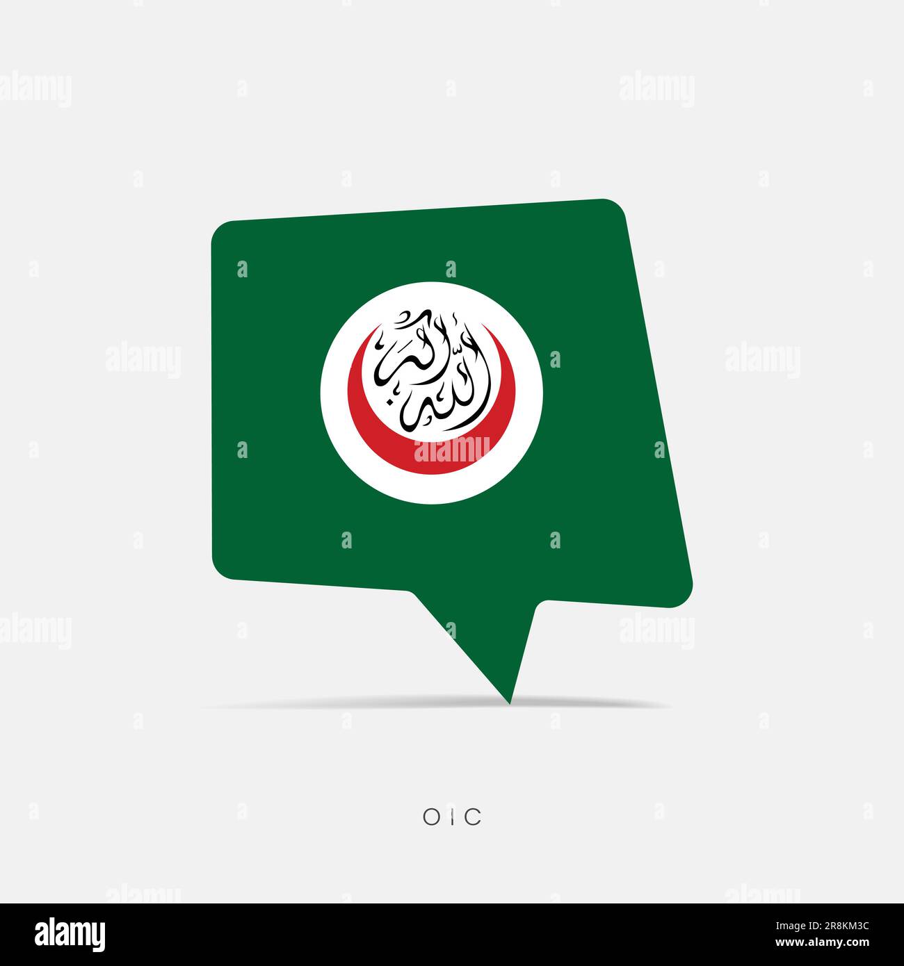 OIC - Organisation of Islamic Cooperation flag bubble chat icon Stock Vector