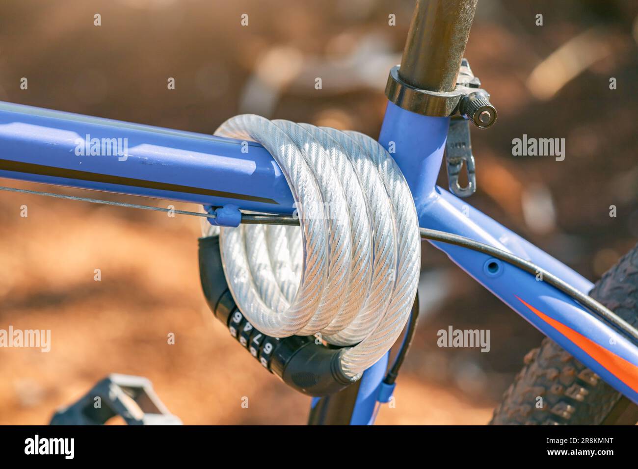Thick code locker on a bicycle outdoors Stock Photo