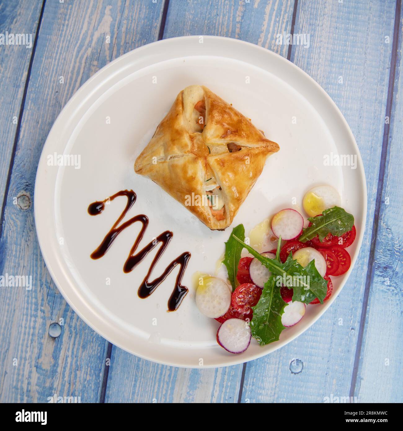 Salmon and goat cheese puff pastry recipe Stock Photo Alamy