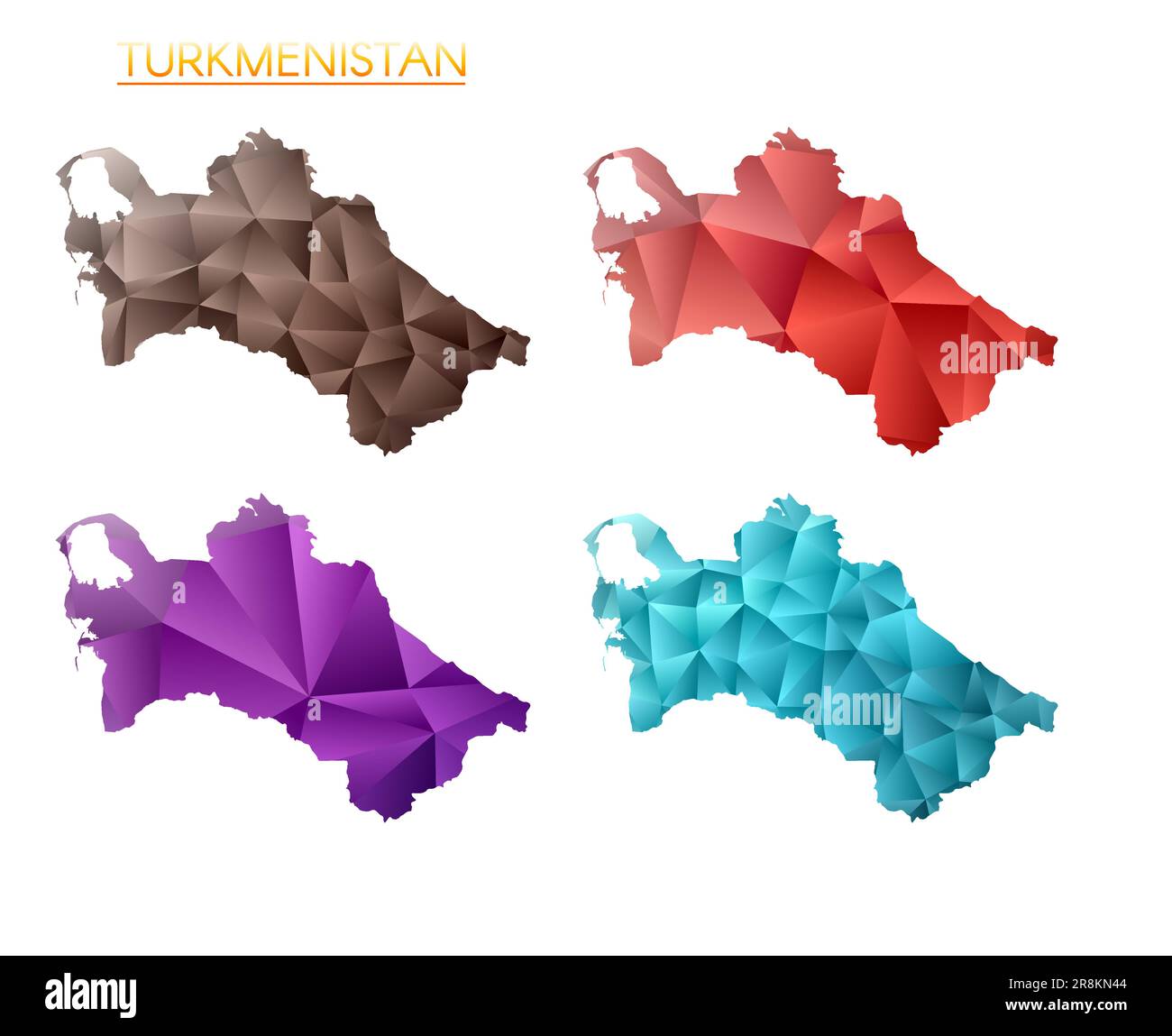 Set Of Vector Polygonal Maps Of Turkmenistan Bright Gradient Map Of Country In Low Poly Style 