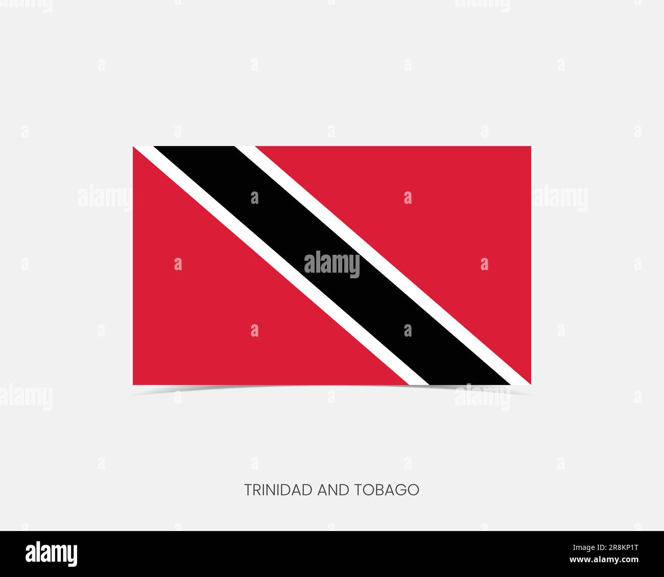 Trinidad & Tobago Rectangle flag icon with shadow. Stock Vector
