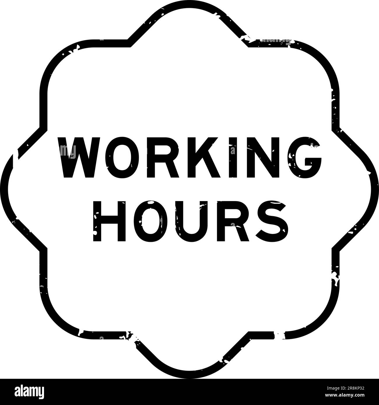 Grunge black working hours word rubber seal stamp on white background Stock Vector
