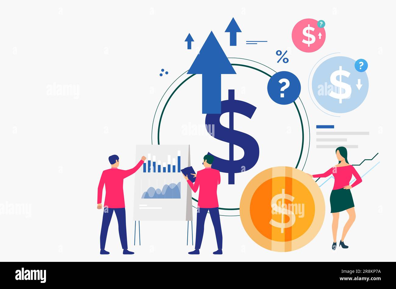 Business people working and discussing financial diagram Stock Vector ...