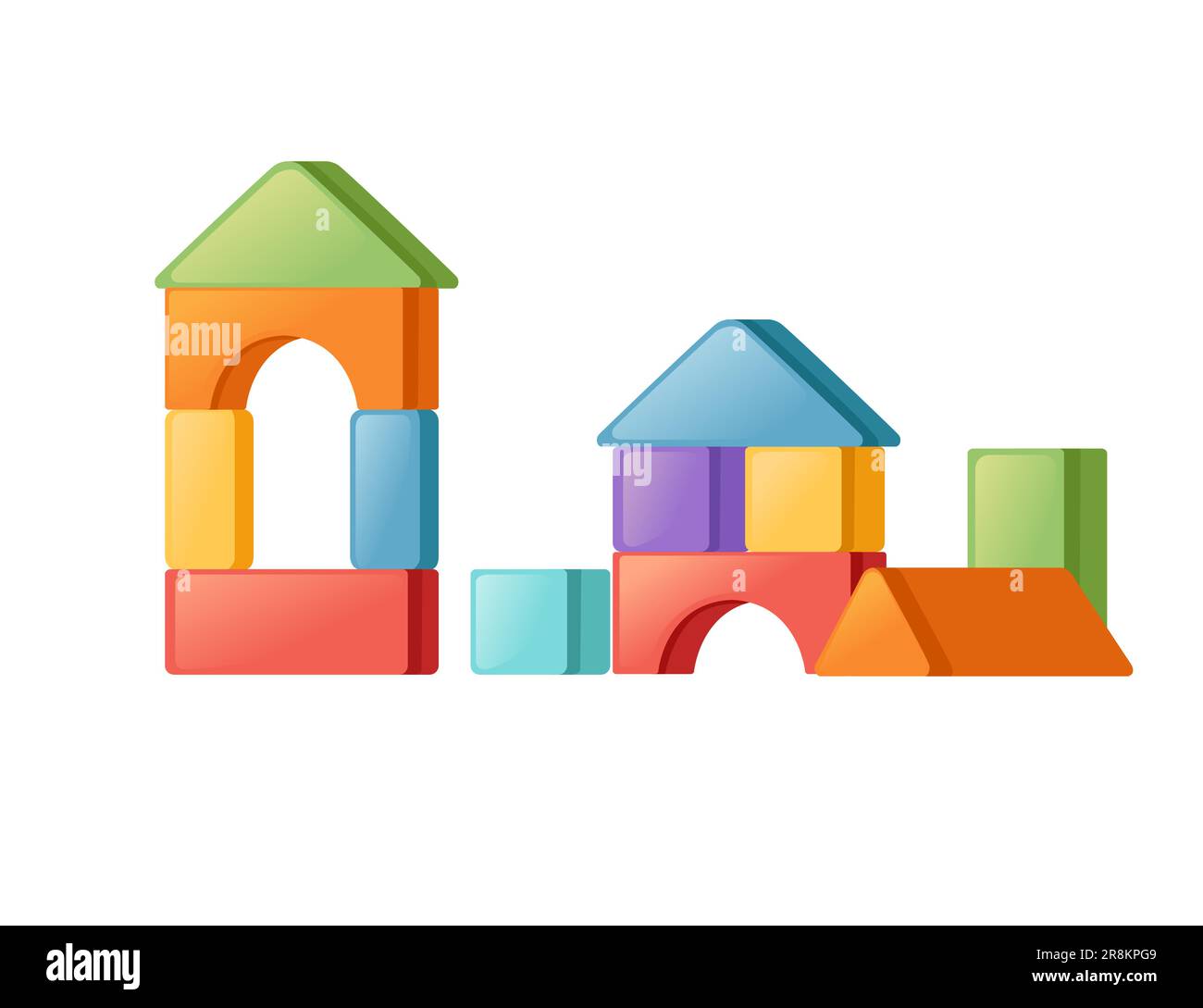 Bright colored plastic bricks for building safe baby toy vector